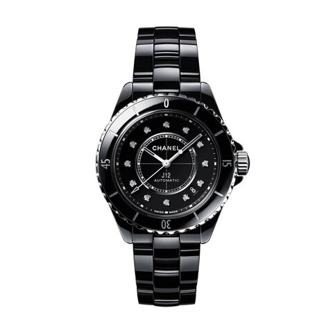 CHANEL horloge met een kast in keramiek, met een wijzerplaat in het zwart en een diameter van 38 mm