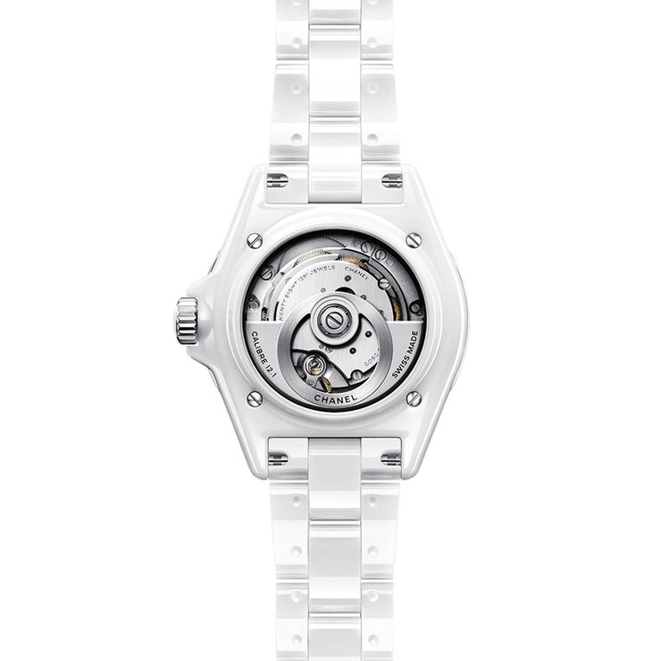 CHANEL horloge met een kast in keramiek, met een wijzerplaat in het wit met  briljant en een diameter van 38 mm