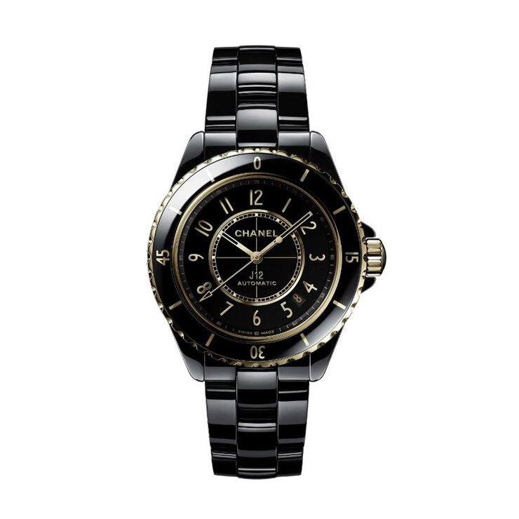 CHANEL horloge met een kast in keramiek, met een wijzerplaat in het zwart en een diameter van 38 mm
