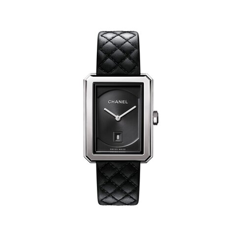 CHANEL horloge met een kast in staal, met een wijzerplaat in het zwart en een diameter van 26.7 x 34.6 mm