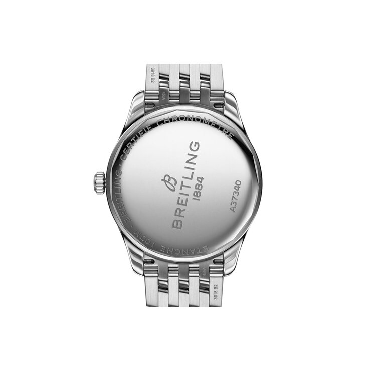 Breitling horloge met een kast in staal, met een wijzerplaat in het grijs en een diameter van 40 mm