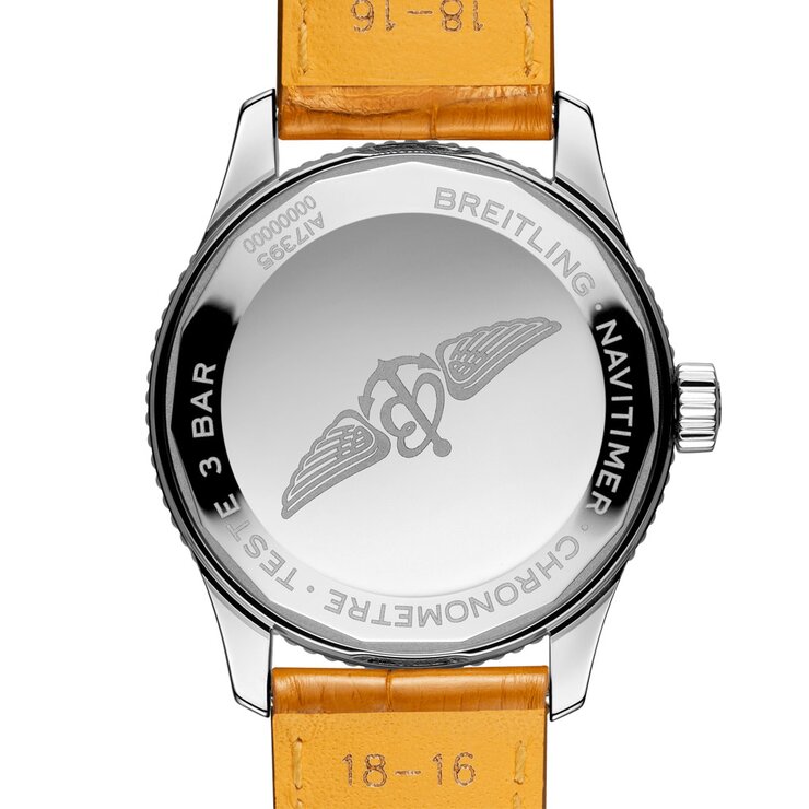 Breitling horloge met een kast in staal, met een wijzerplaat in het zilver en een diameter van 35 mm