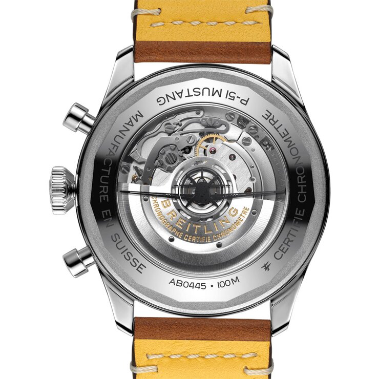 Breitling horloge met een kast in staal, met een wijzerplaat in het zwart en een diameter van 46 mm