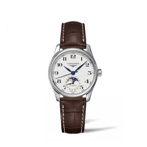 Longines horloge met een kast in staal, met een wijzerplaat in het wit en een diameter van 34 mm