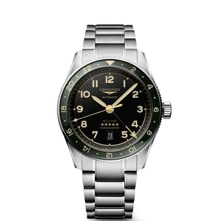 Longines horloge met een kast in staal, met een wijzerplaat in het grijs en een diameter van 42 mm