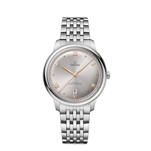 Omega horloge met een kast in staal, met een wijzerplaat in het zilver en een diameter van 40 mm