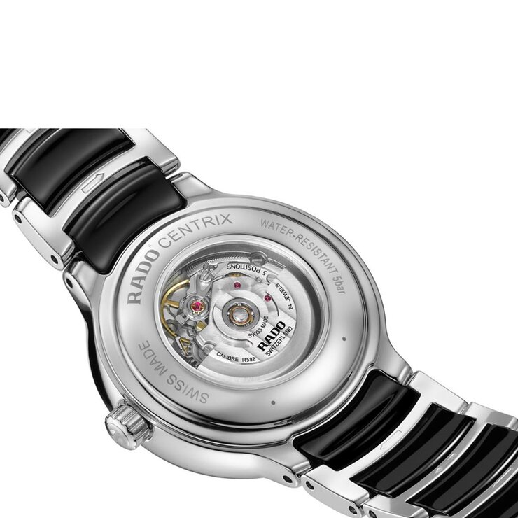 Rado horloge met een kast in staal, met een wijzerplaat in het zwart met briljant en een diameter van 30.5 mm
