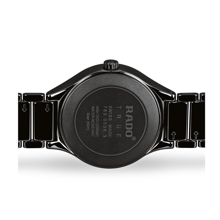 Rado horloge met een kast in staal, met een wijzerplaat in het zwart en een diameter van 40 mm