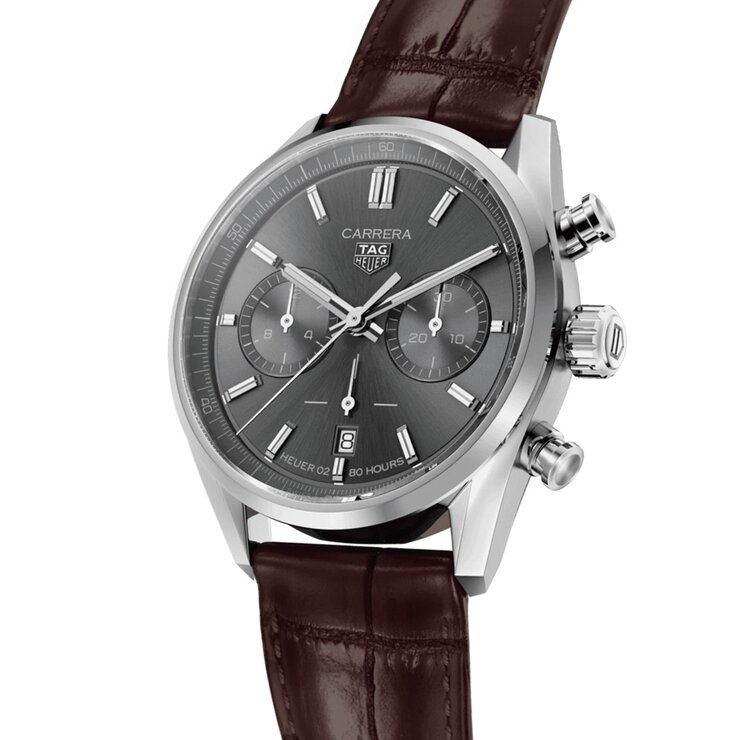TAG Heuer horloge met een kast in staal, met een wijzerplaat in het grijs en een diameter van 42 mm
