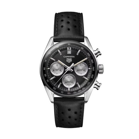 TAG Heuer horloge met een kast in staal, met een wijzerplaat in het zwart en een diameter van 39 mm