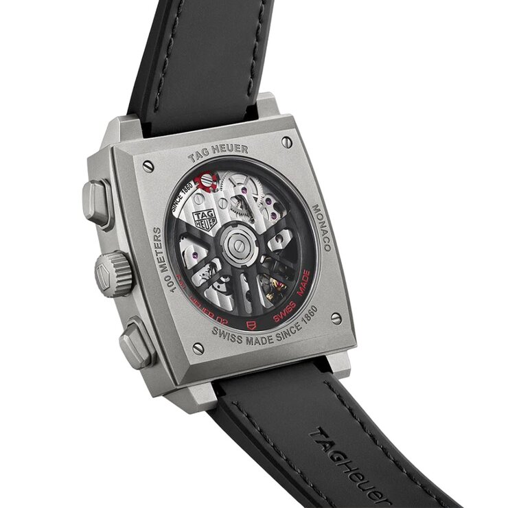 TAG Heuer horloge met een kast in titanium, met een wijzerplaat in het grijs en een diameter van 39 mm