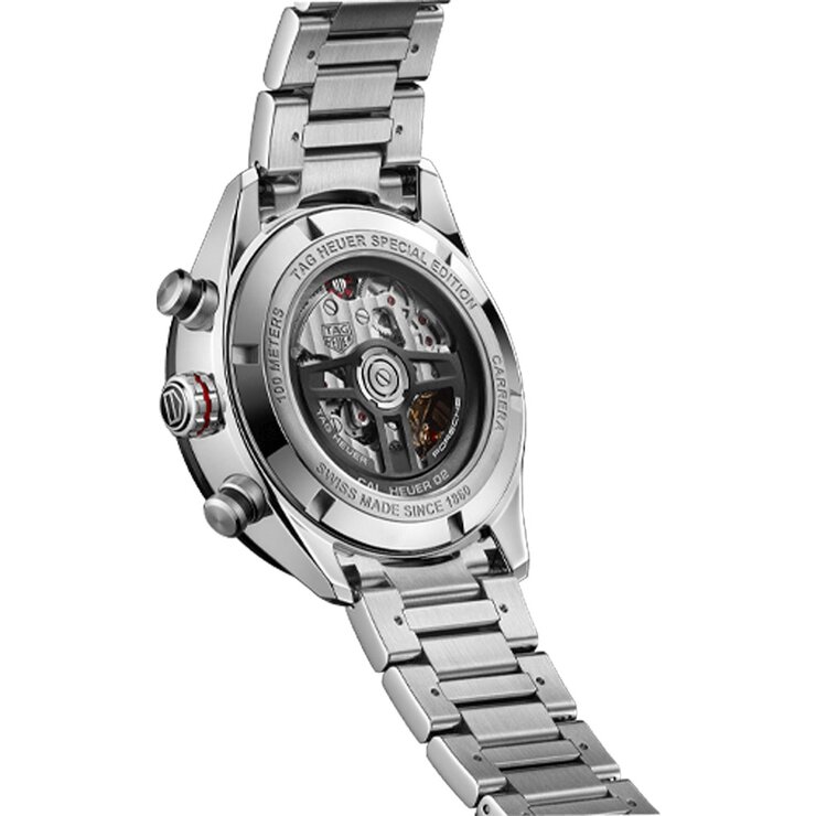 TAG Heuer horloge met een kast in staal, met een wijzerplaat in het grijs en een diameter van 44 mm