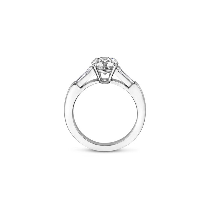 The Exclusive Collection verlovingsring in wit goud 18kt met briljant (ronde diamant) van 1,50 karaat en rechthoekige diamant