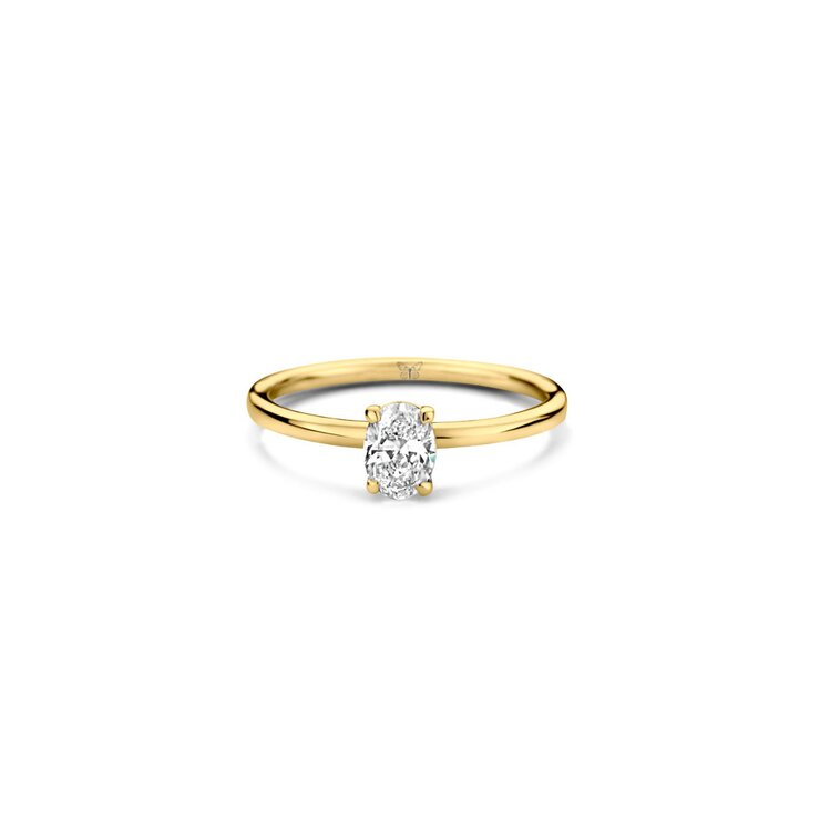 The Exclusive Collection verlovingsring in geel goud 18kt met ovalen diamant van 0,50 karaat
