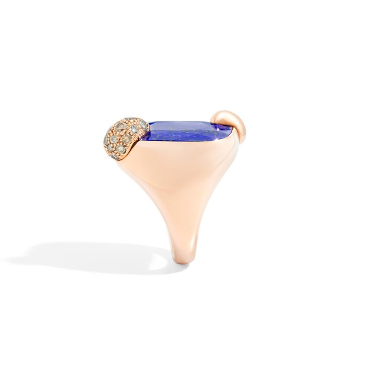 Pomellato ring in rosé goud 18kt met lapis lazuli omringd door briljanten van 0,50 karaat