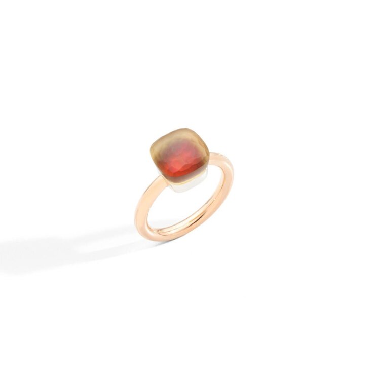 Pomellato ring in rosé goud 18kt met quartz citrien & carneool