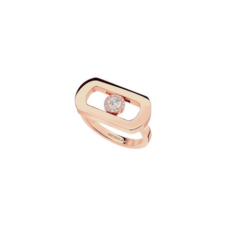 Messika ring in rosé goud 18kt met briljant van 0,06 karaat als hoofdsteen omringd door briljanten van 0,04 karaat