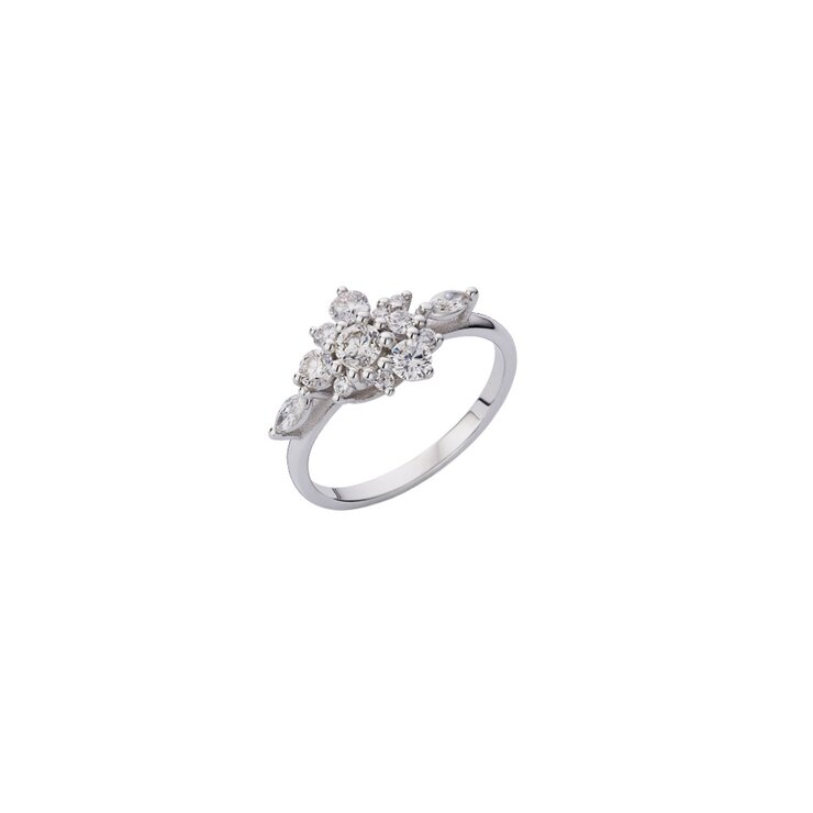 Atelier P. verlovingsring in wit goud 18kt met briljant (ronde diamant) van 0,25 karaat en diamant