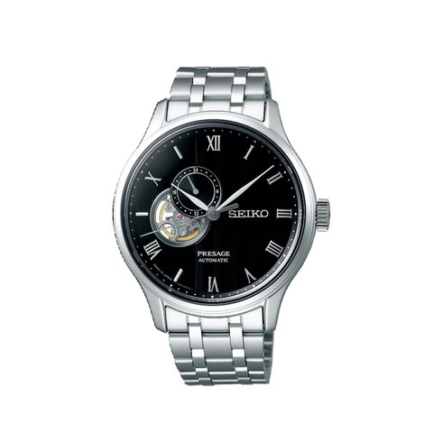 Seiko horloge met een kast in staal, met een wijzerplaat in het zwart en een diameter van 42 mm