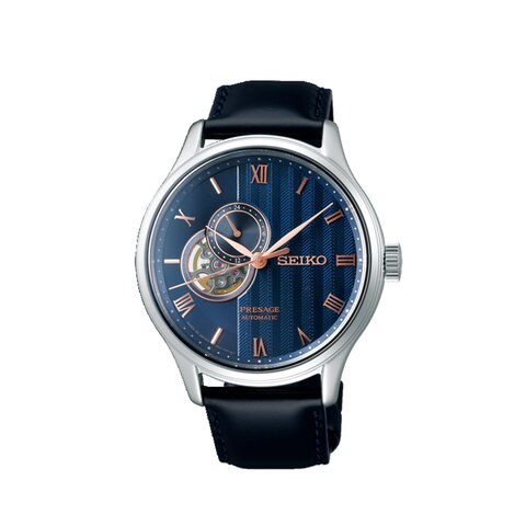 Seiko horloge met een kast in staal, met een wijzerplaat in het blauw en een diameter van 42 mm