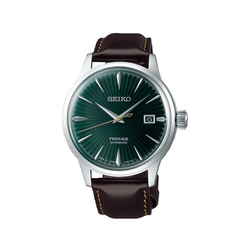 Seiko horloge met een kast in staal, met een wijzerplaat in het groen en een diameter van 40.5 mm