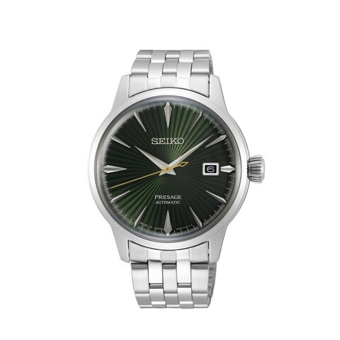 Seiko horloge met een kast in staal, met een wijzerplaat in het groen en een diameter van 40.5 mm