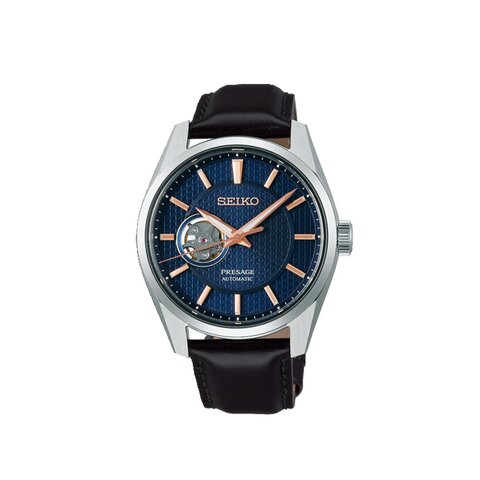 Seiko horloge met een kast in staal, met een wijzerplaat in het blauw en een diameter van 40 mm