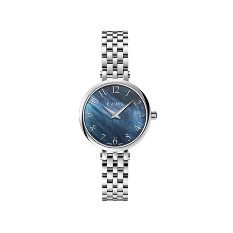 Balmain horloge met een kast in staal, met een wijzerplaat in het blauw en een diameter van 31 mm