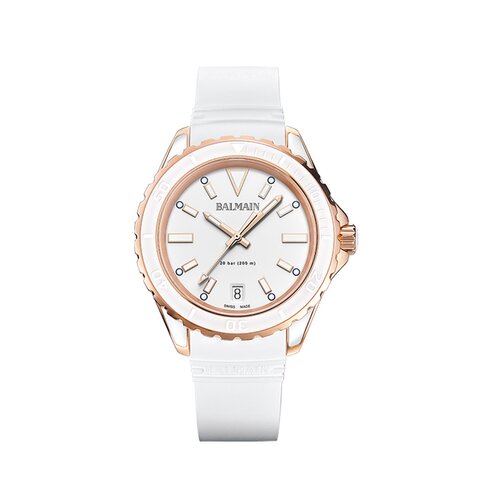 Balmain horloge met een kast in rosé verguld, met een wijzerplaat in het wit en een diameter van 38.5 mm