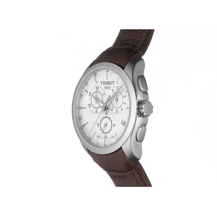 Tissot horloge met een kast in staal, met een wijzerplaat in het wit en een diameter van 41 mm