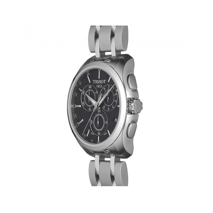 Tissot horloge met een kast in staal, met een wijzerplaat in het zwart en een diameter van 41 mm