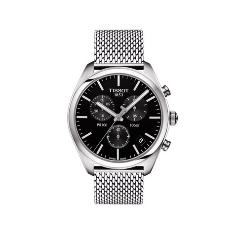 Tissot horloge met een kast in staal, met een wijzerplaat in het zwart en een diameter van 41 mm