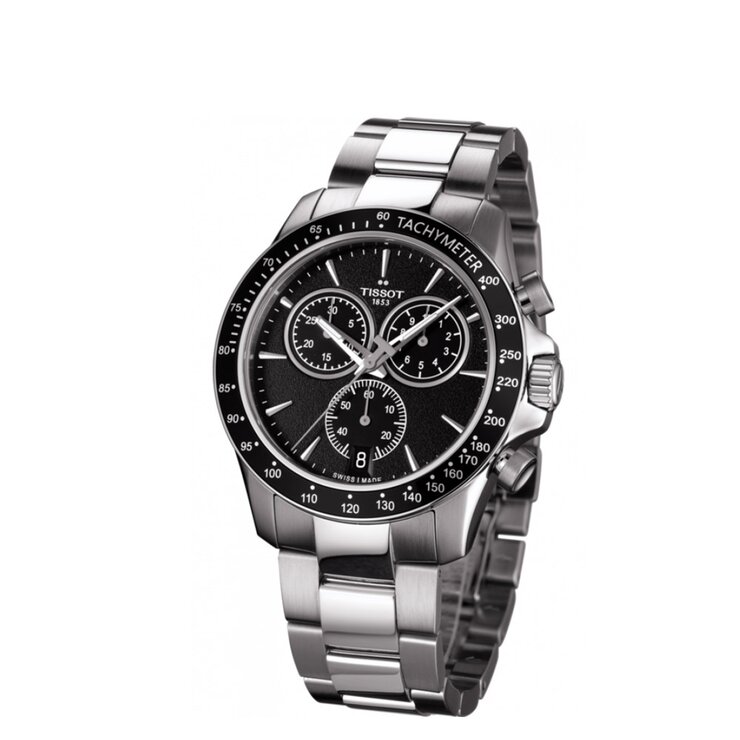 Tissot horloge met een kast in staal, met een wijzerplaat in het zwart en een diameter van 42.5 mm