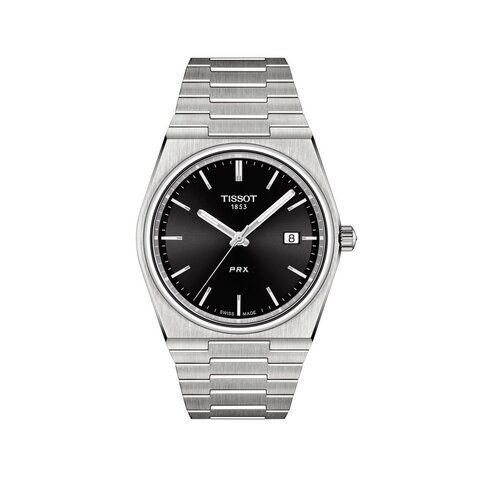 Tissot horloge met een kast in staal, met een wijzerplaat in het zwart en een diameter van 40 mm