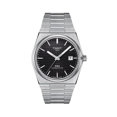 Tissot horloge met een kast in staal, met een wijzerplaat in het zwart en een diameter van 40 mm
