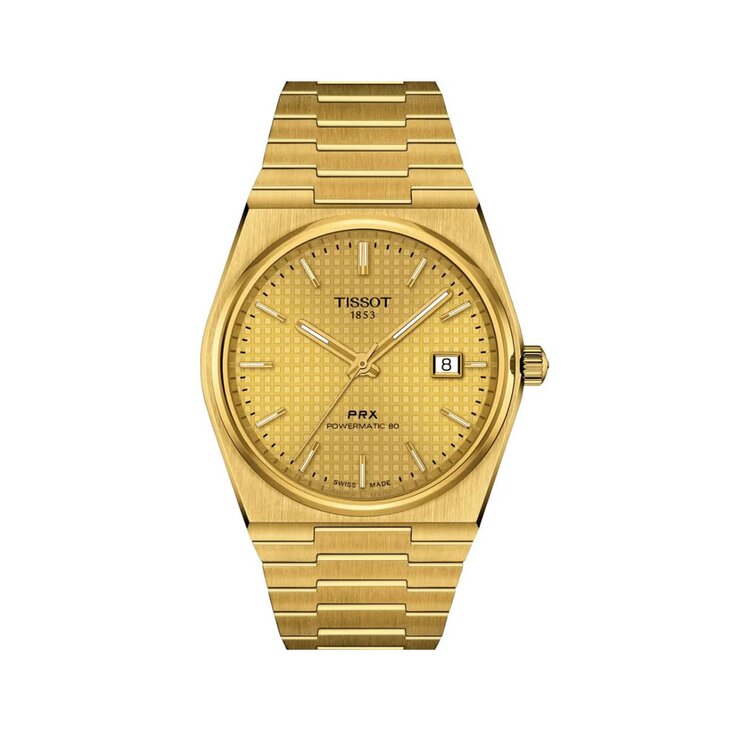 Tissot horloge met een kast in geel verguld, met een wijzerplaat in het geel verguld en een diameter van 40 mm