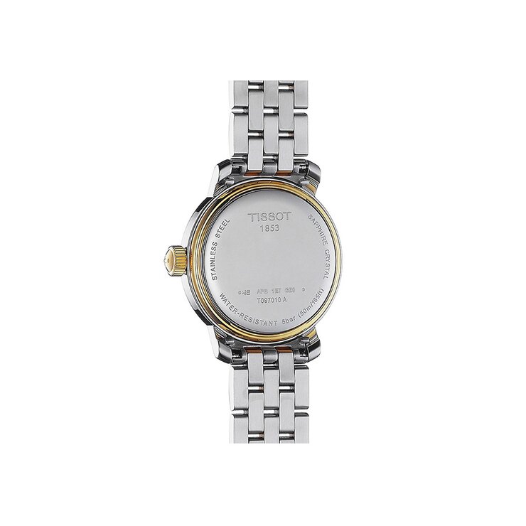 Tissot horloge met een kast in staal, met een wijzerplaat in het parelmoer en een diameter van 29 mm