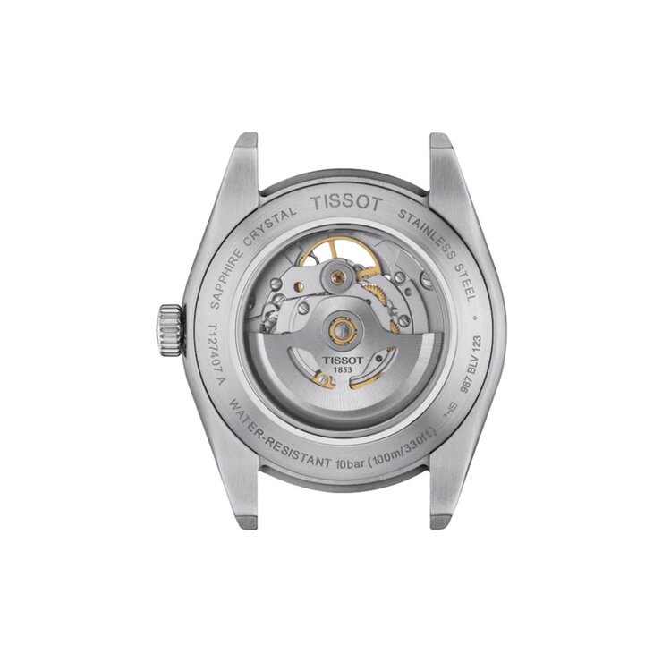 Tissot horloge met een kast in staal, met een wijzerplaat in het grijs en een diameter van 40 mm