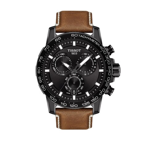 Tissot horloge met een kast in staal, met een wijzerplaat in het zwart en een diameter van 45.5 mm