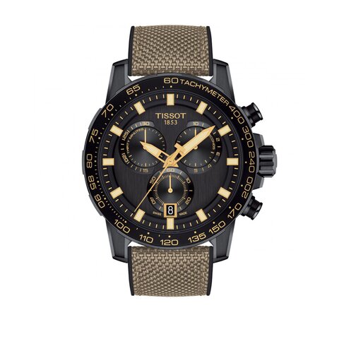 Tissot horloge met een kast in staal, met een wijzerplaat in het zwart en een diameter van 45.5 mm