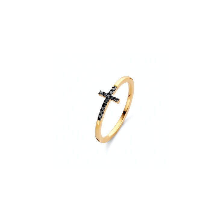 Casteur by Casteur ring in geel goud 18kt met zwarte briljant van 0,06 karaat
