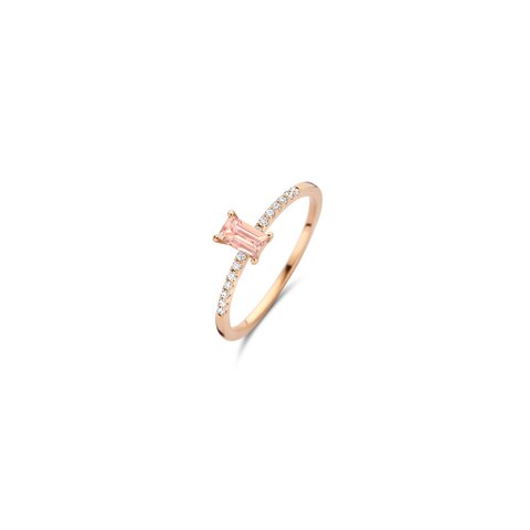 Casteur by Casteur ring in rosé goud 18kt met morganite omringd door briljanten van 0,07 karaat