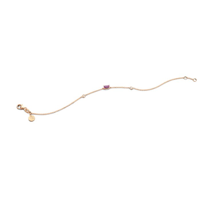 Casteur by Casteur armband in rosé goud 18kt met amethist omringd door briljanten van 0,04 karaat