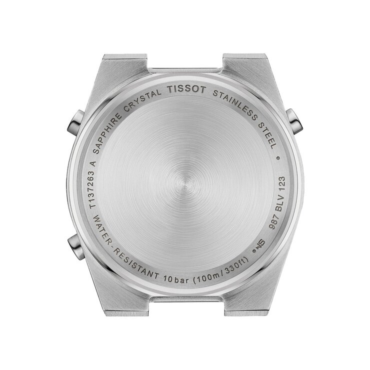 Tissot horloge met een kast in staal, met een wijzerplaat in het zwart en een diameter van 35 mm