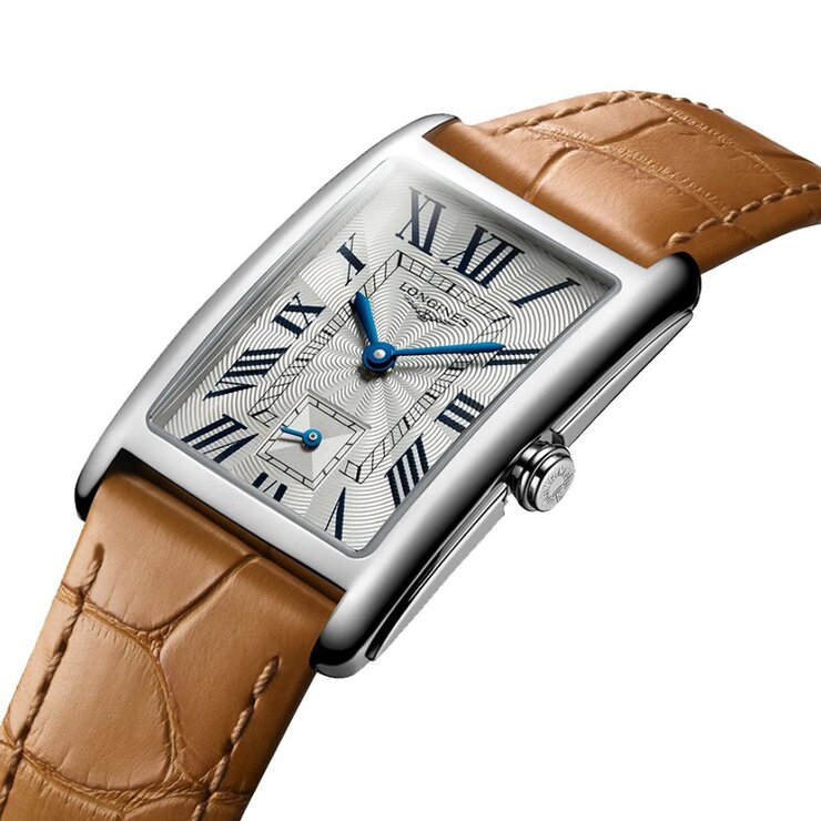 Longines horloge met een kast in staal, met een wijzerplaat in het zilver en een diameter van 23.3 x 37 mm