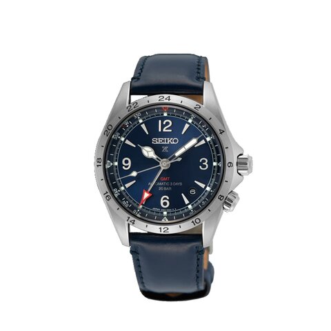 Seiko horloge met een kast in staal, met een wijzerplaat in het blauw en een diameter van 39.5 mm