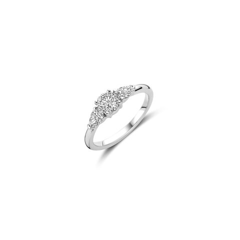 The Exclusive Collection verlovingsring in wit goud 18kt met briljant (ronde diamant) van 0,50 karaat en peervormige diamant