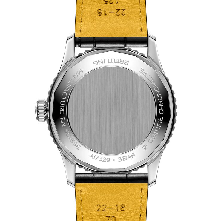 Breitling horloge met een kast in staal, met een wijzerplaat in het groen en een diameter van 41 mm