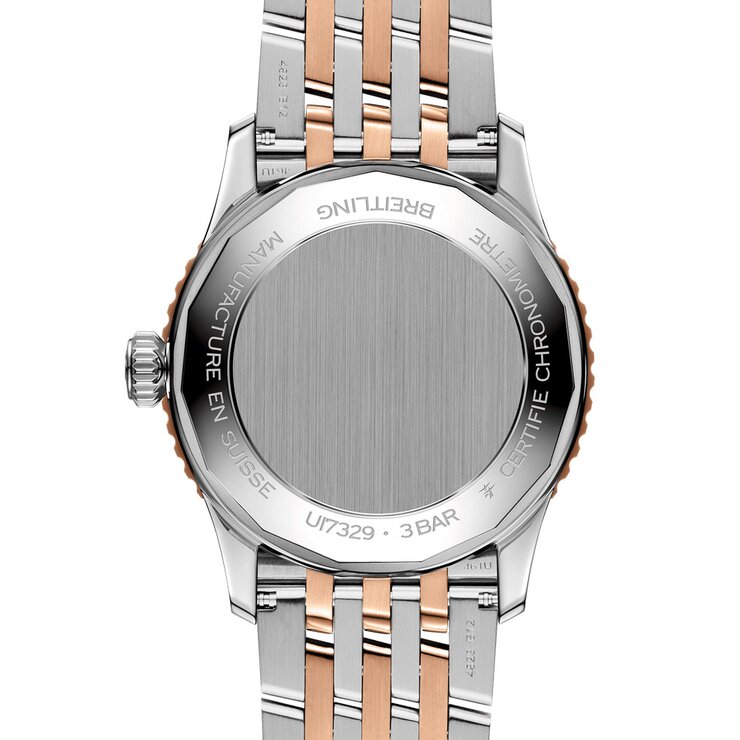 Breitling horloge met een kast in staal, met een wijzerplaat in het beige en een diameter van 41 mm