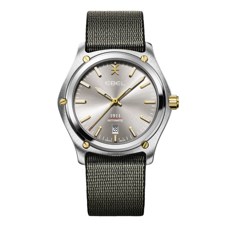 Ebel horloge met een kast in staal, met een wijzerplaat in het grijs en een diameter van 42 mm